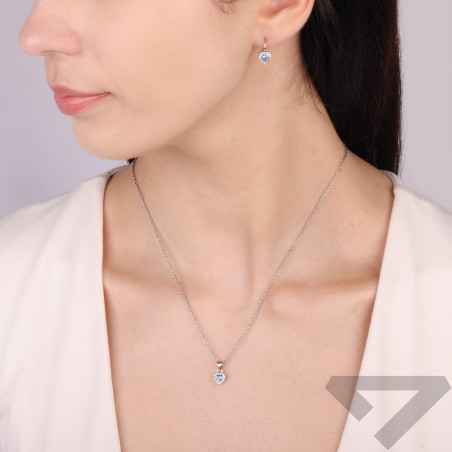 Komplet srebrnej biżuterii kolczyki i zawieszka Markiza serce z cyrkonią błękitną