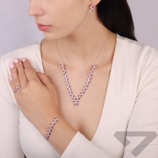 Kolczyki srebrne z cyrkoniami białymi i w kolorze fuksji