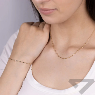 Bransoleta złota walce grawer na łańcuszku anker