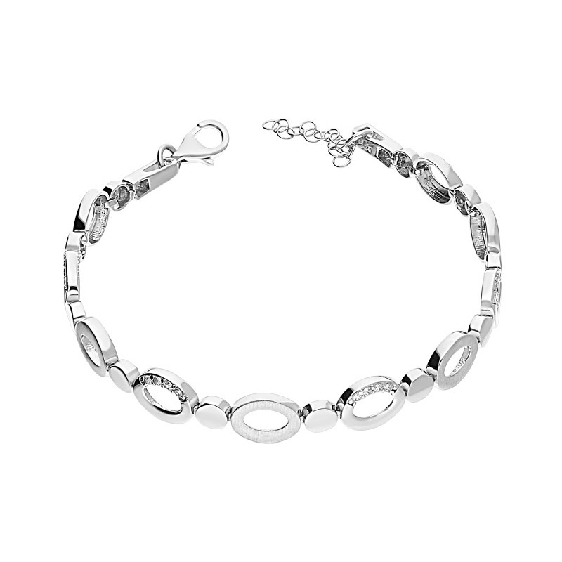 Bransoleta srebrna owalne ramki z białymi cyrkoniami OL RTB331 próba 925