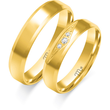 Złote Obrączki Ślubne z Diamentami pr. 585 ZO C-123 - JubilerSezam.pl