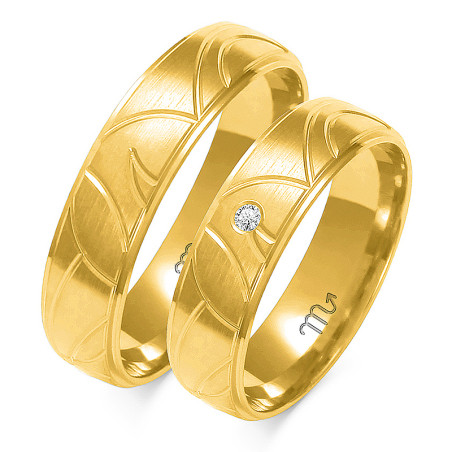 Złote Obrączki Ślubne z Diamentem pr. 585 - JubilerSezam.pl