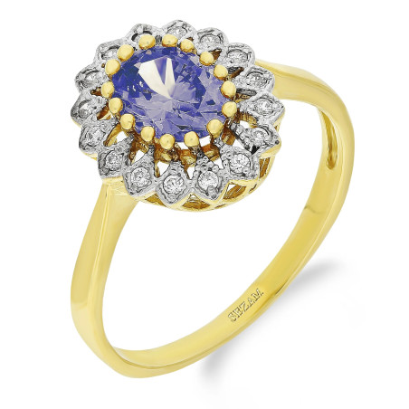 Pierścionek złoty Markiza owal z Tanzanitem jubilerskim