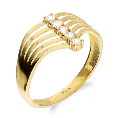 Pierścionek złoty szpic z cyrkoniami