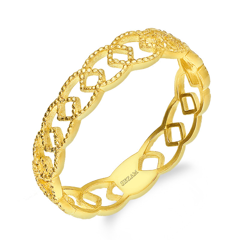 Pierścionek złoty ażurowy z ramkami