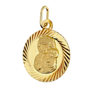 Złoty Medalik z Matką Boską Częstochowską pr. 585 - JubilerSezam.pl