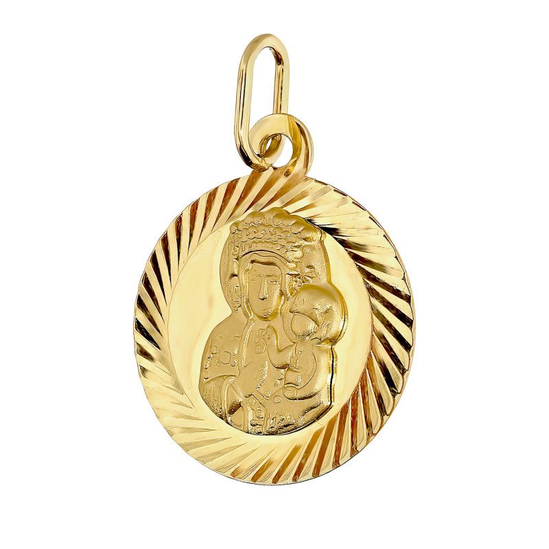 Złoty Medalik z Matką Boską Częstochowską pr. 585 - JubilerSezam.pl