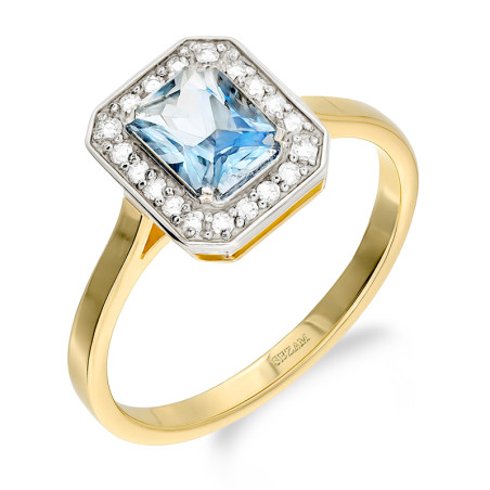 Pierścionek złoty markiza z jasno-niebieską cyrkonią próba 585
