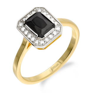 Pierścionek złoty markiza z czarną cyrkonią próba 585