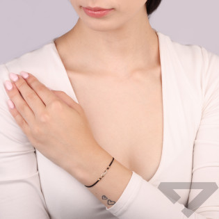 Bransoletka na czarnym sznurku ze złotą nieskończonością