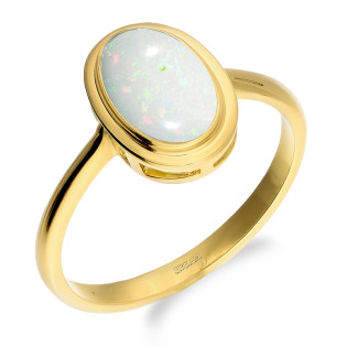 Pierścionek złoty z białym opalem próba 585