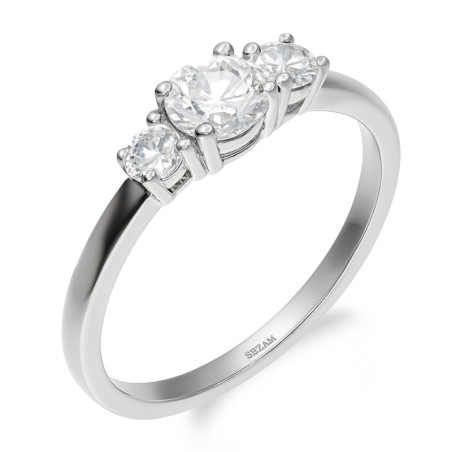 Pierścionek z białego złota z trzema cyrkoniami próba 585