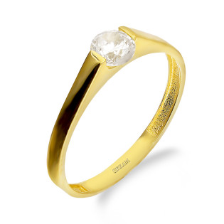 Pierścionek złoty z białą cyrkonią próba 585