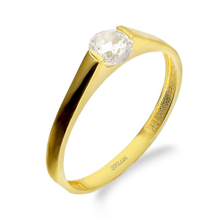 Pierścionek złoty z białą cyrkonią próba 585