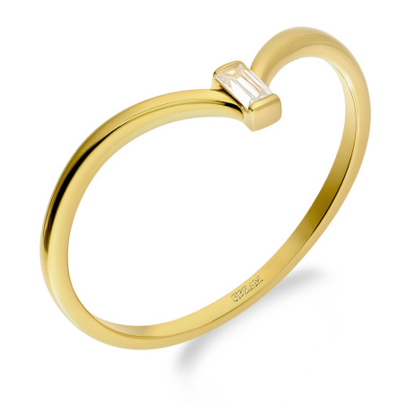 Pierścionek złoty szpic z cyrkonią bagietą próba 585