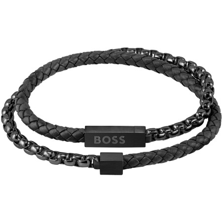 Bransoletka męska BOSS Braided Leat 1580150M - JubilerSezam.pl