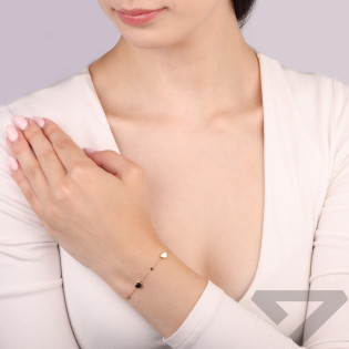 Bransoleta złota serca gładkie dmuchane na łańcuszku anker