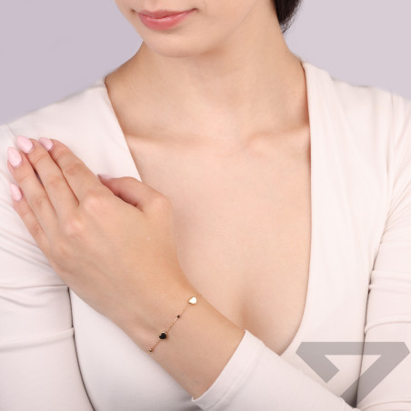 Bransoleta złota serca gładkie dmuchane na łańcuszku anker