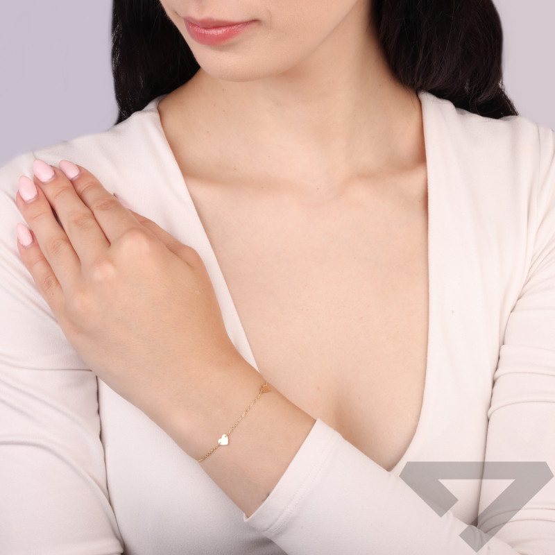 Bransoleta złota trzy gładkie serca