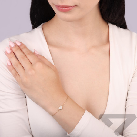 Bransoleta serce z cyrkoniami pave