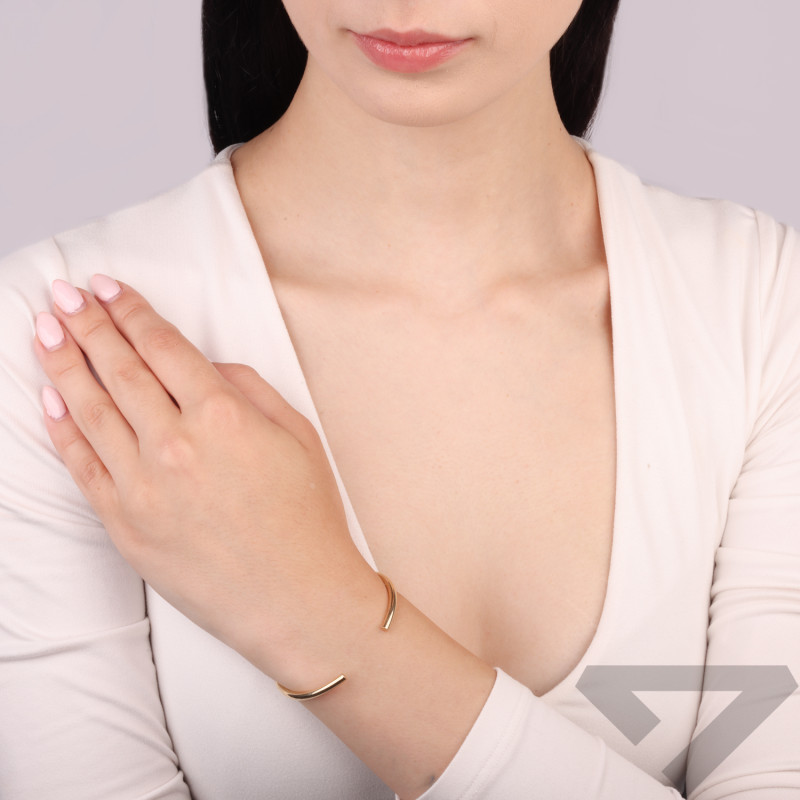 Bransoletka bangla otwarta gładka ze srebra