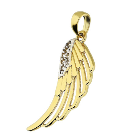 Wisiorek złoty skrzydło ażur z cyrkoniami