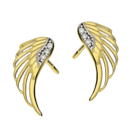 Kolczyki skrzydło ażur cyrkonie