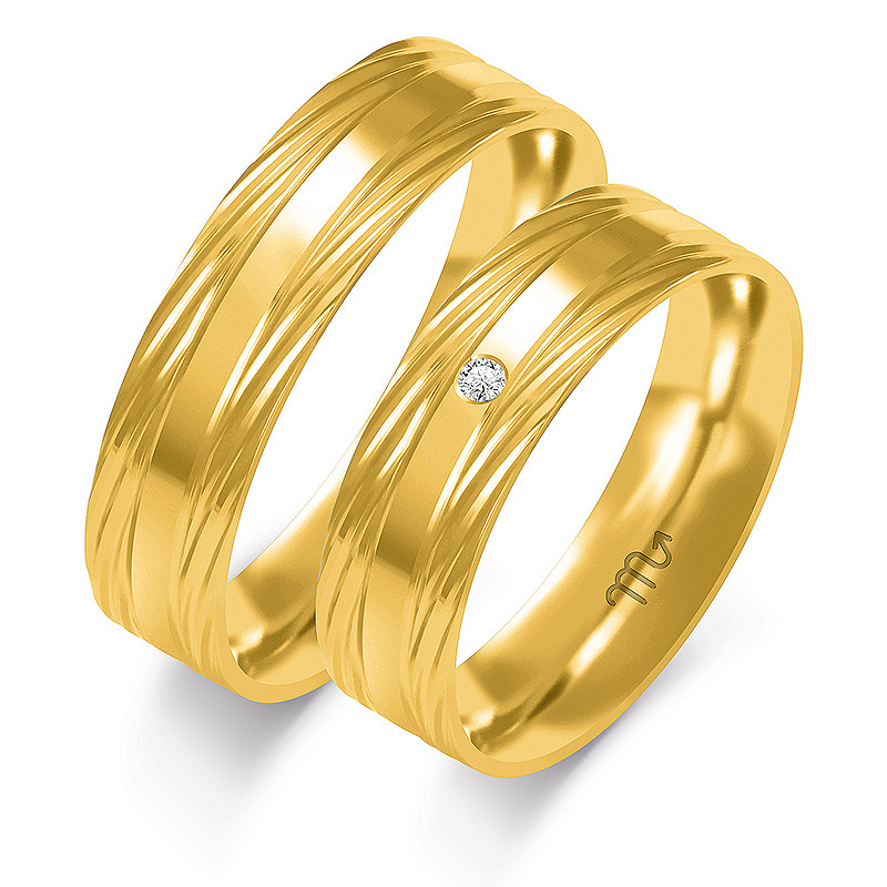 Złote Obrączki Ślubne z Diamentem - JubilerSezam.pl