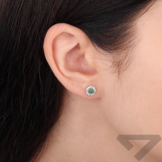 Kolczyki srebrne Markiza kwiatek ze Szmaragdami
