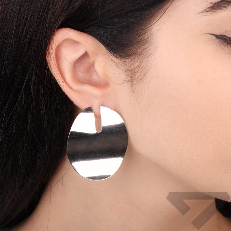 Kolczyki blaszka owal falowana na sztyft