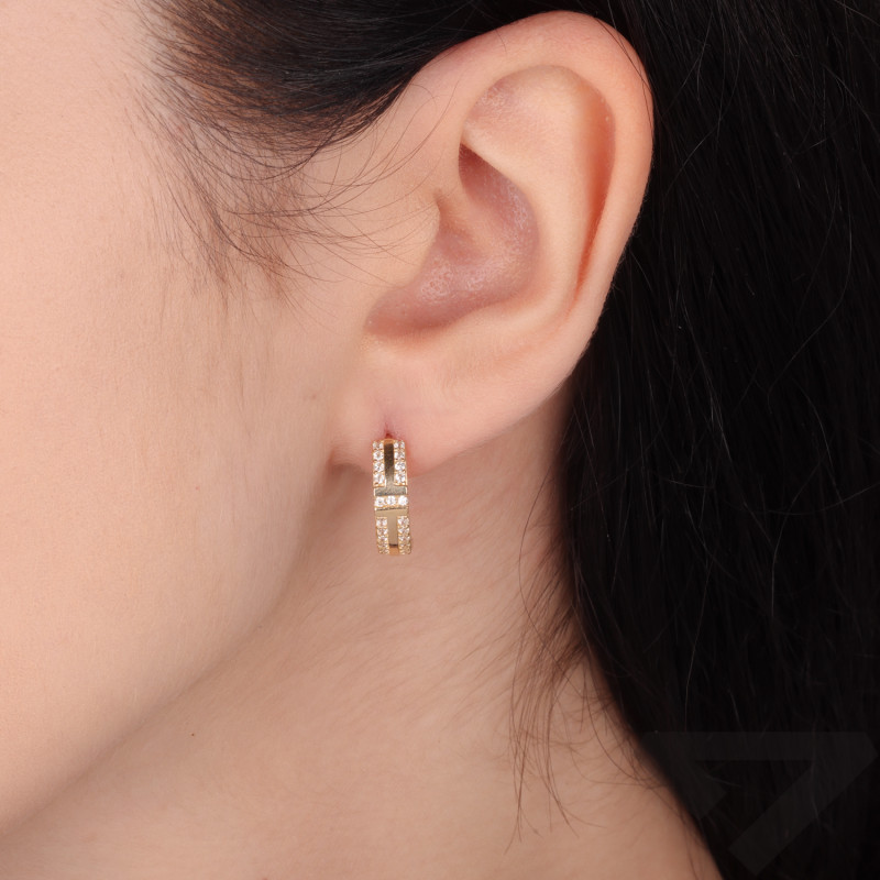 Kolczyki kółka z cyrkoniami średnicy 15 mm