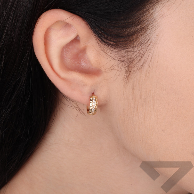 Kolczyki blaszki kółka 10 mm z cyrkoniami