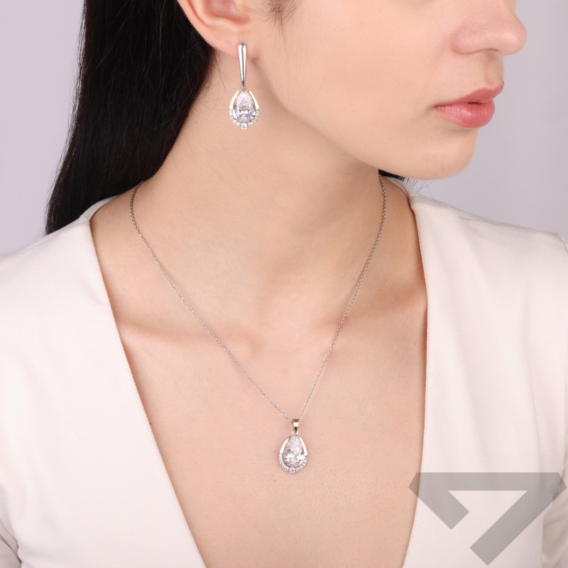 Srebrne kolczyki z cyrkoniami i złotymi blaszkami