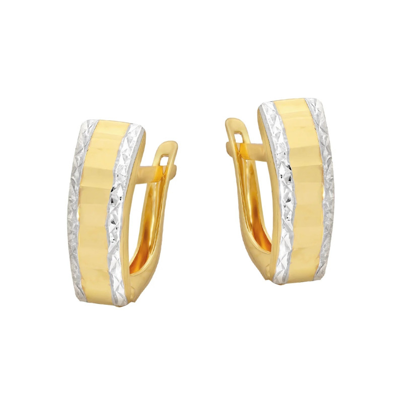 Kolczyki złote blaszki taflowane z grawerowanymi bokami