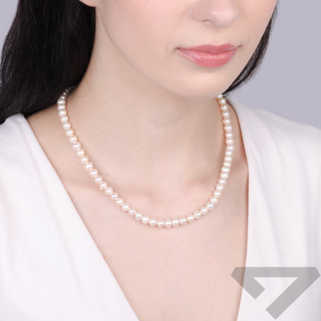 Naszyjnik srebrny z naturalnymi perłami 7 mm