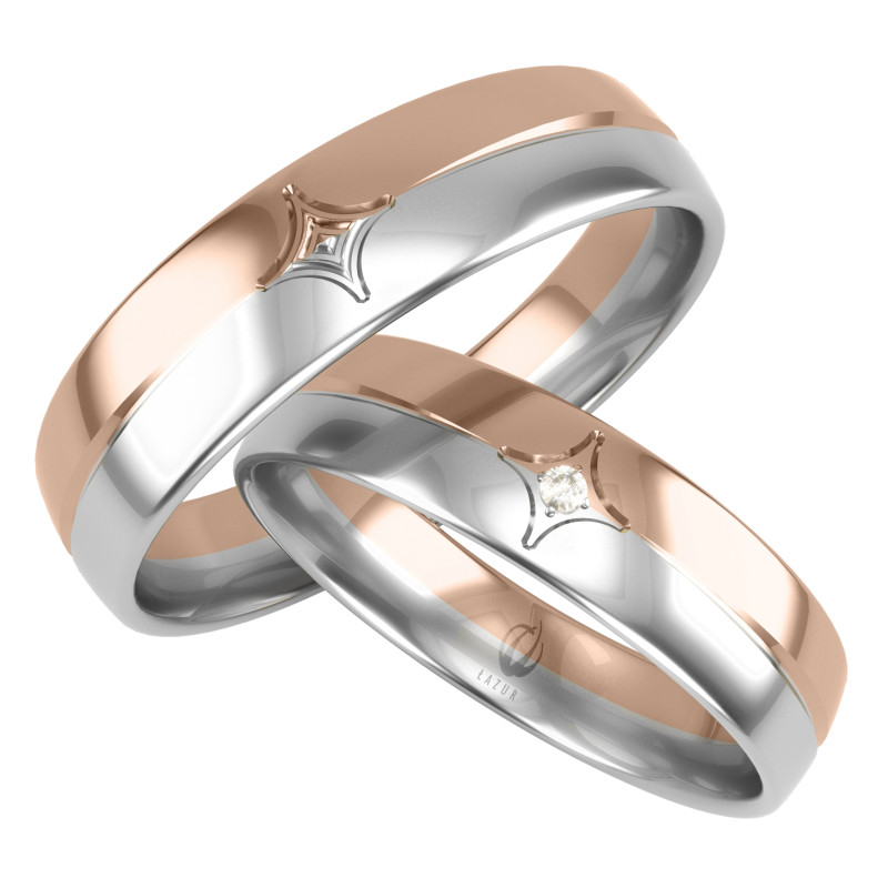 Obrączki Ślubne z diamentami LA B109 próba 585