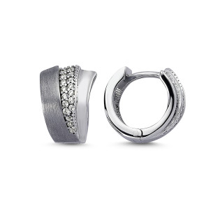 Kolczyki srebrne blaszka matowa z cyrkoniami