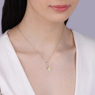 Medalik złoty Matka Boska główka w kropli z cyrkoniami