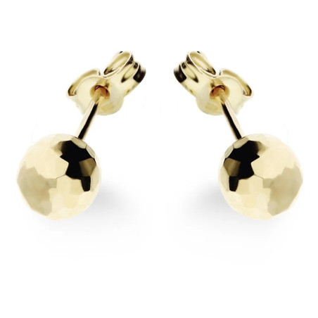 Kolczyki złote kulki fasetowane 6 mm zapinane na sztyft