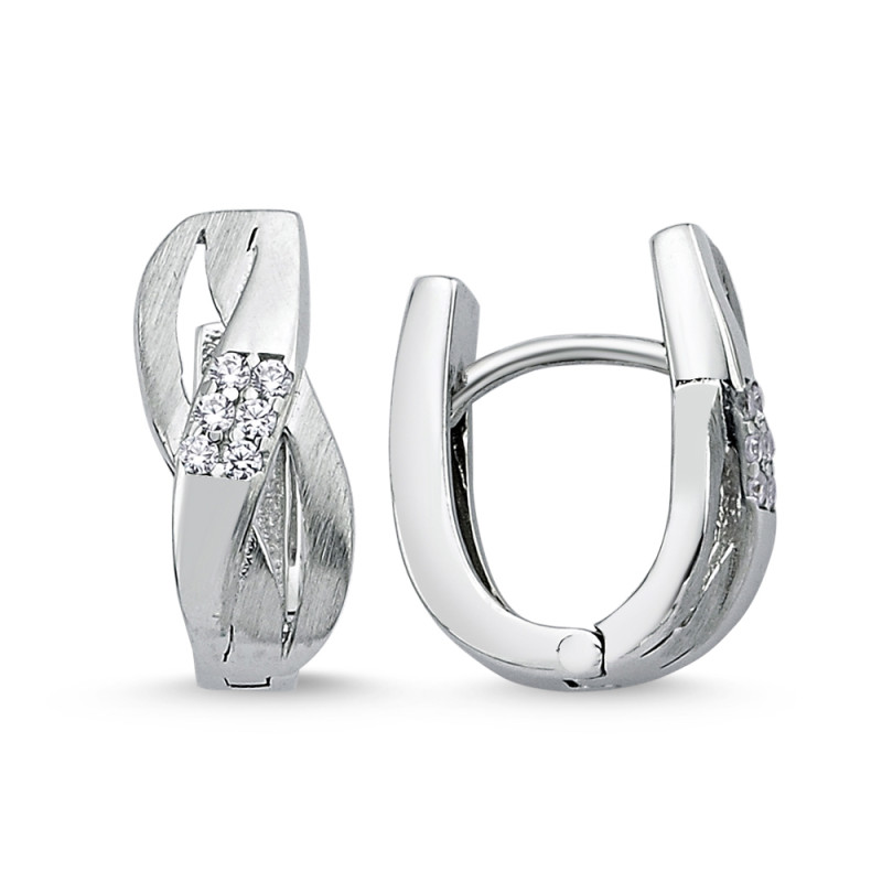 Kolczyki srebrne ażurowe pasy z cyrkoniami