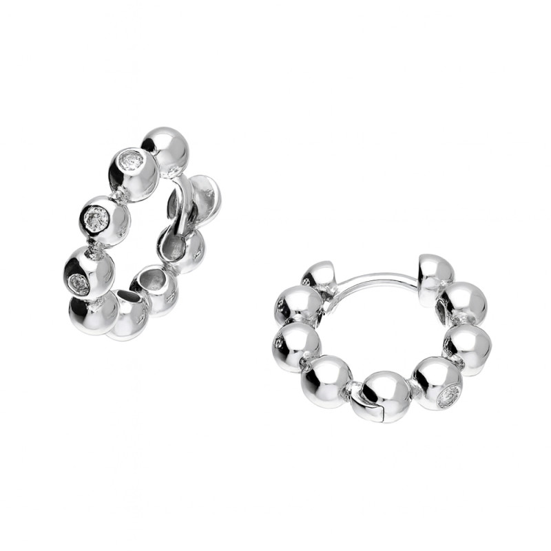 Kolczyki srebrne kółka z kulkami bead