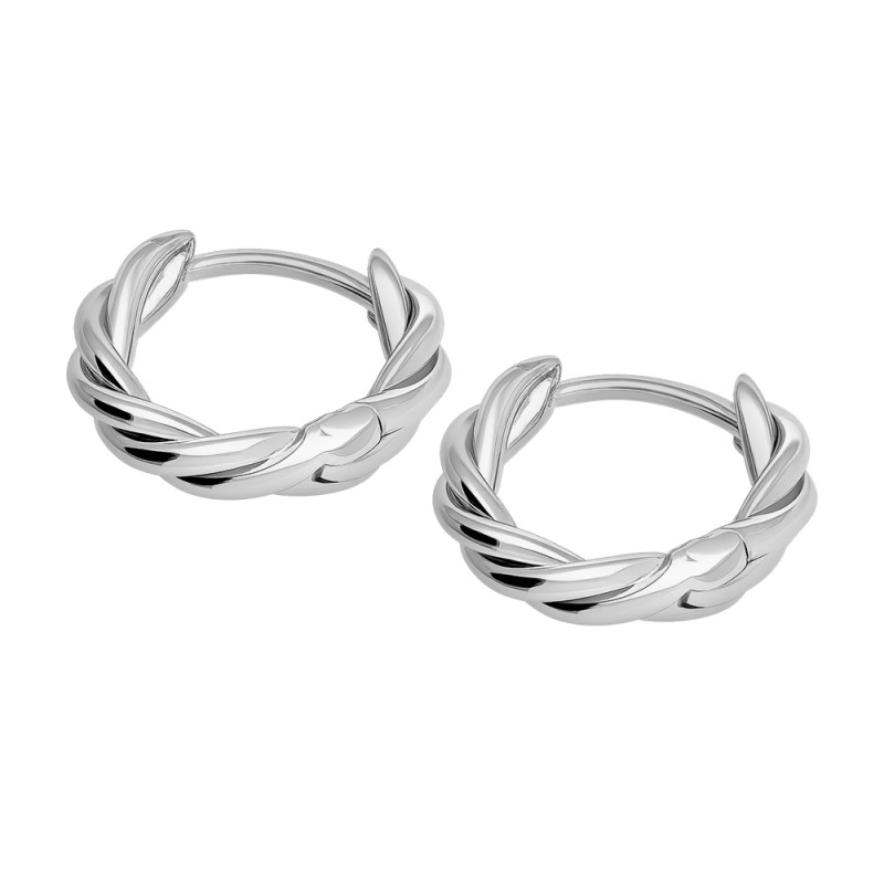 Kolczyki srebrne kółka sznur