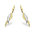 Kolczyki złote wiszące pióro grawer z cyrkoniami bicolor