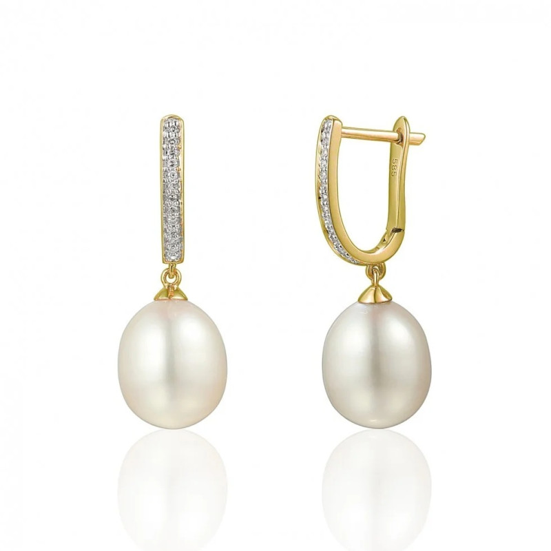 Kolczyki złote z perłami i diamentami