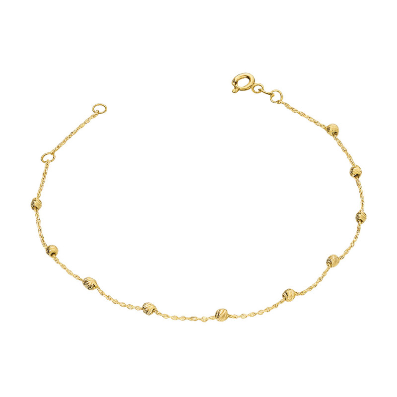 Bransoleta złota kulki grawerowane na łańcuszku próba 375