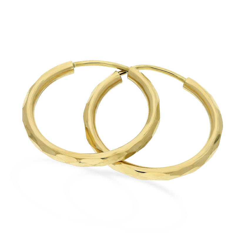 Kolczyki złote kółka szarniry 19 mm grawerowane