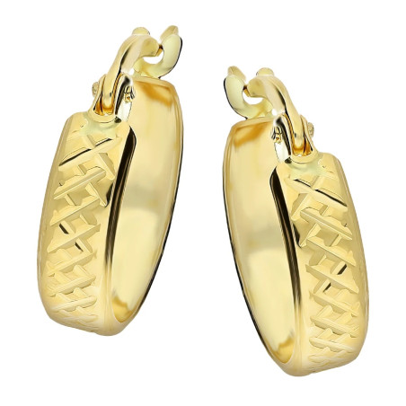 Kolczyki złote koła grawer 13 mm