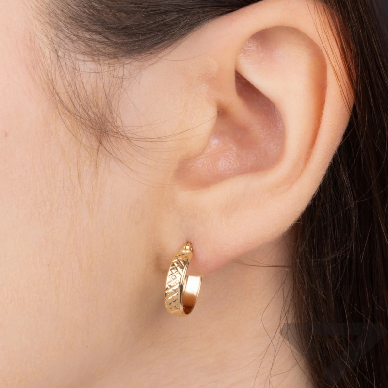 Kolczyki złote koła grawer 13 mm