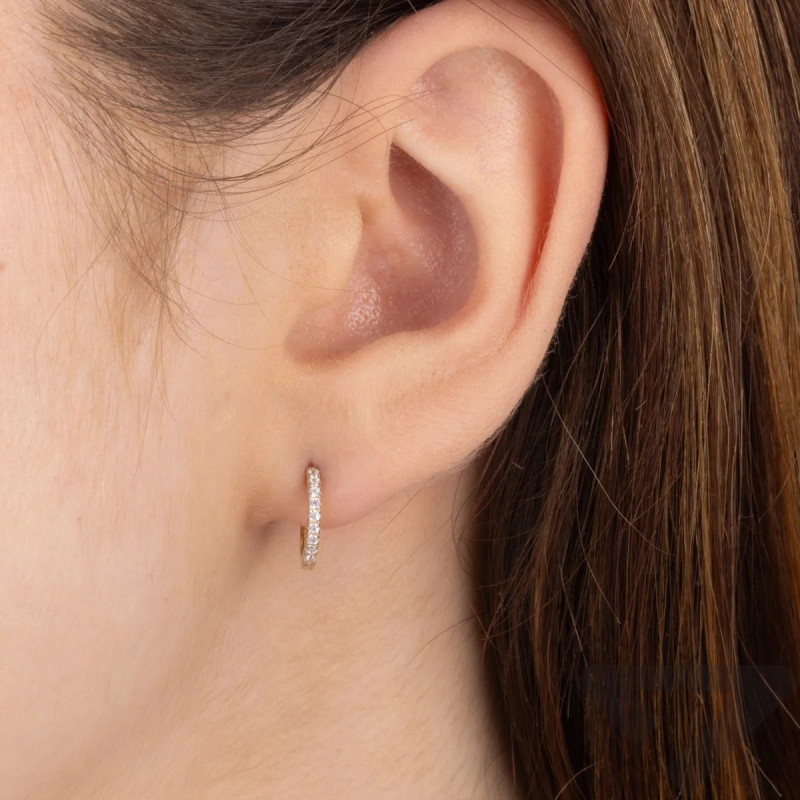 Kolczyki złote koła z cyrkoniami 11 mm próba 585