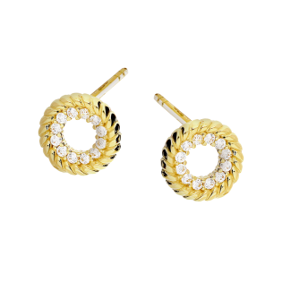 Kolczyki złote oponka z cyrkoniami